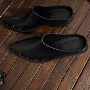 ALOHAS Lorenzo Black Leather Pointed Mules Size 9.5